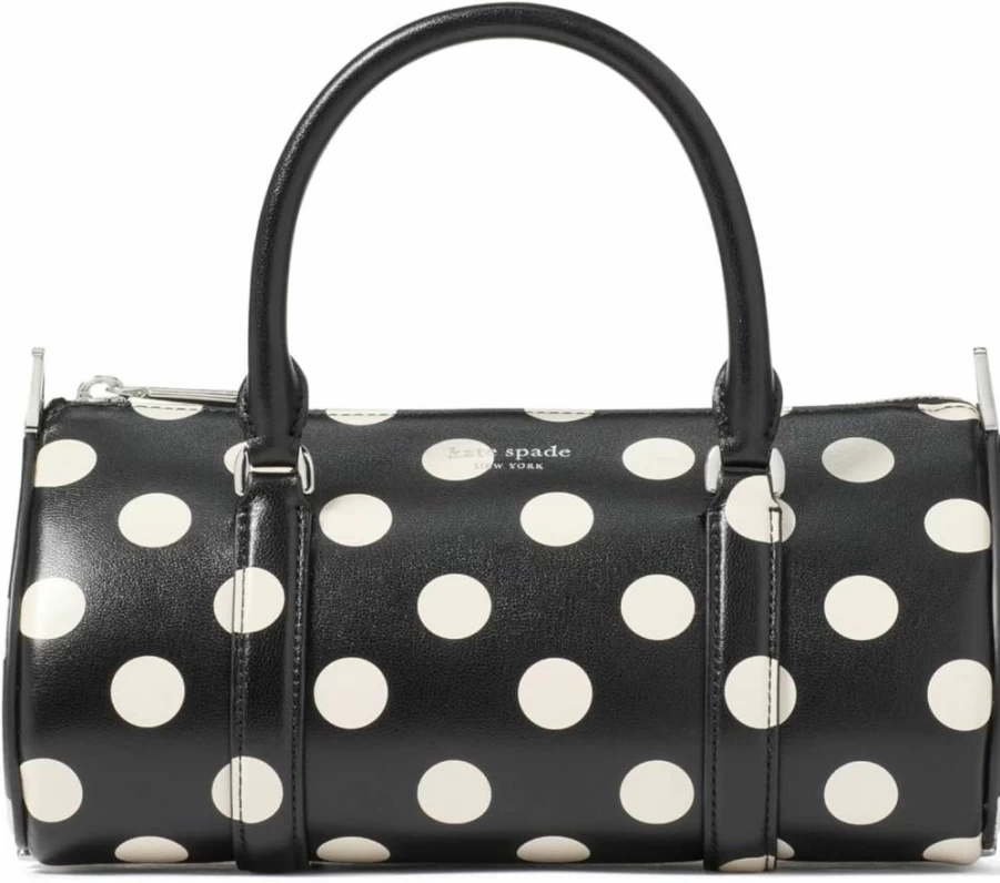 Kate Spade New York Small Barrel Bag - Genuine Fine Grain Leather, Spade Icon Design, Crossbody Purse for Women
