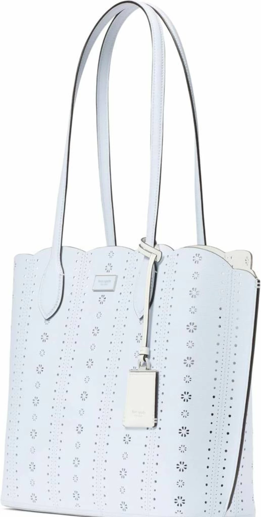 Kate Spade New York Large Leather Tote Bag - Stylish Open Tote in Taro Milk Color, Crossgrain Texture & Pointelle Detailing