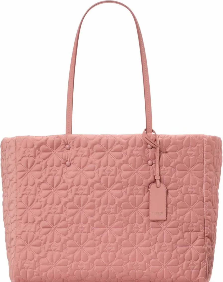 Kate Spade New York Tilly Large Quilted Tote Bag in Cosmetic Pink, Stylish Fabric Handbag for Women