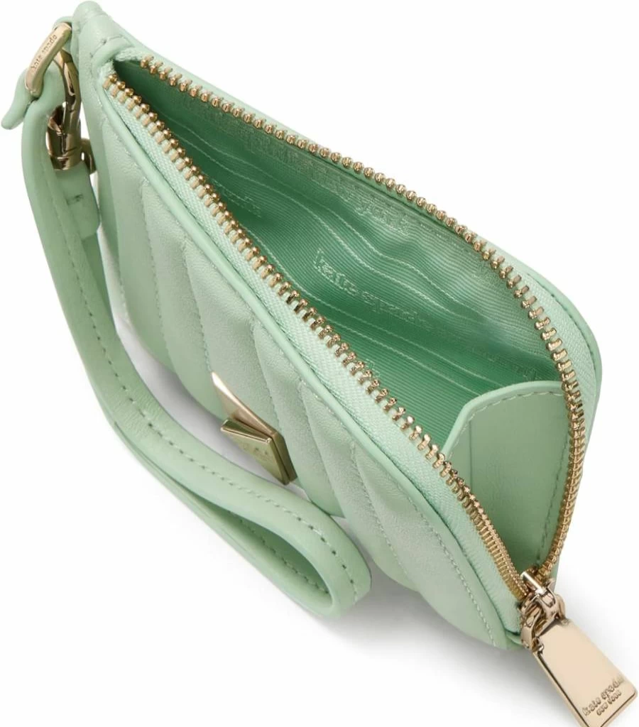 Kate Spade New York Leather Wristlet Card Holder - Quilted Coin Purse with Strap for Women