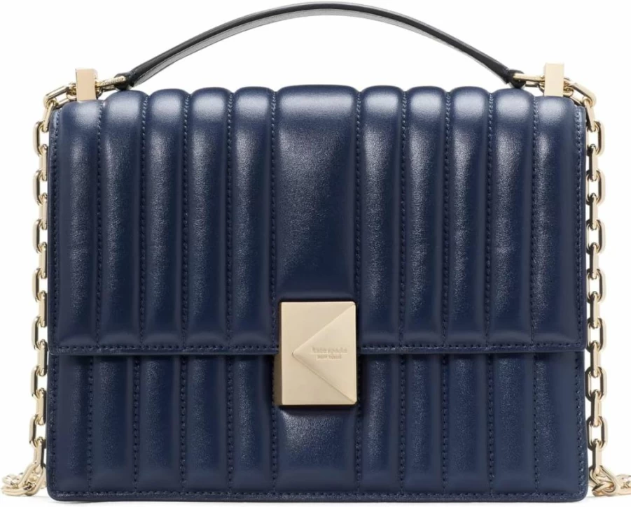Kate Spade New York Deco Quilted Leather Crossbody Bag with Chain Strap