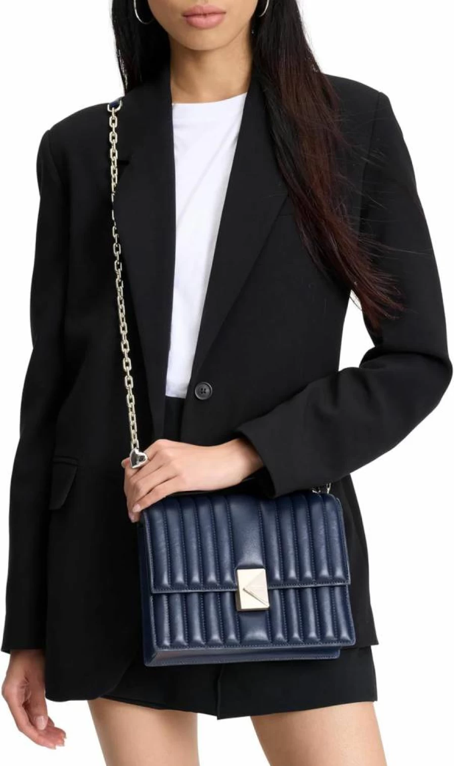 Kate Spade New York Deco Quilted Leather Crossbody Bag with Chain Strap