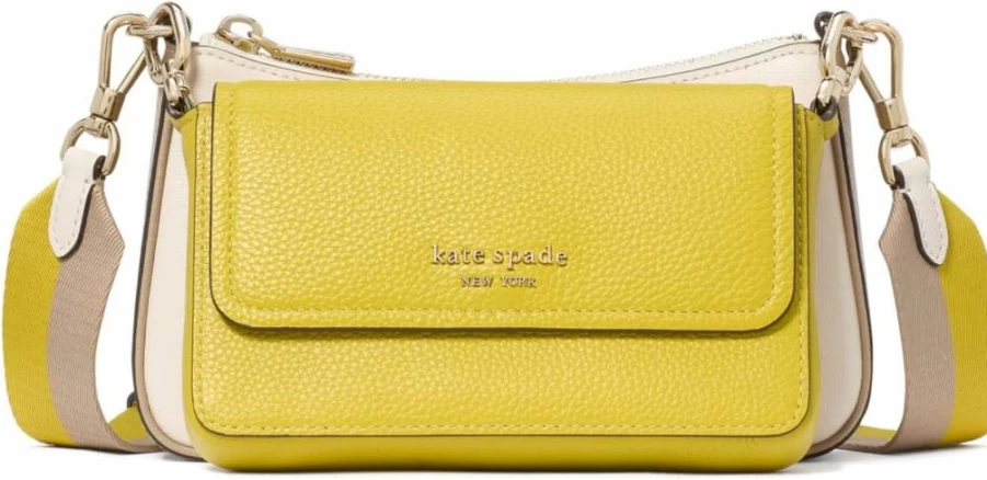Kate Spade New York Tigers Eye Multi Colorblock Leather Crossbody Bag with Double Up Design