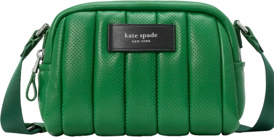 Kate Spade New York Watercress Puffed Leather Crossbody Bag with Perforated Detail
