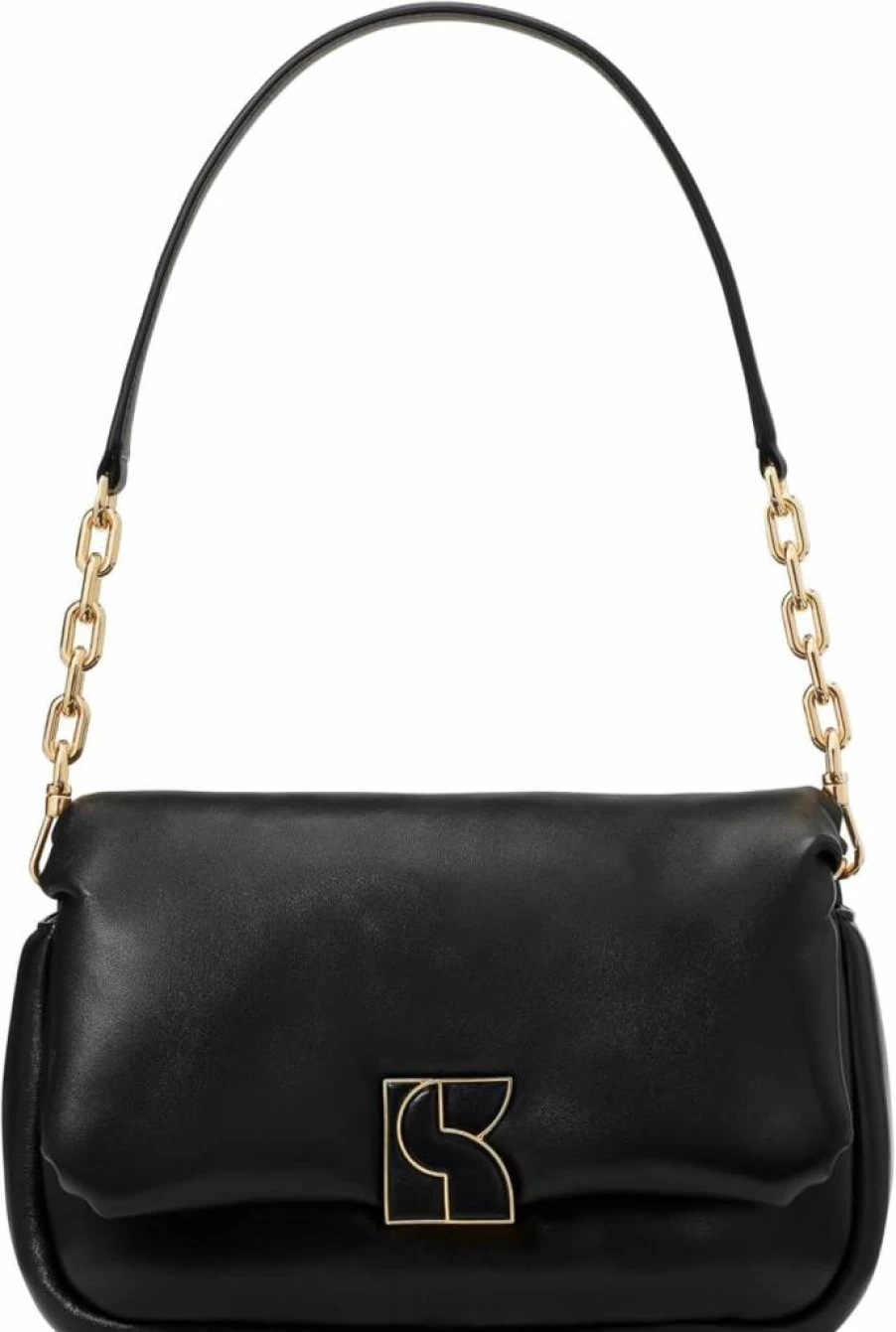 Kate Spade New York Dakota Puffy Leather Crossbody Bag for Women, Black Handbag with Adjustable Strap, Fashionable Shoulder Purse