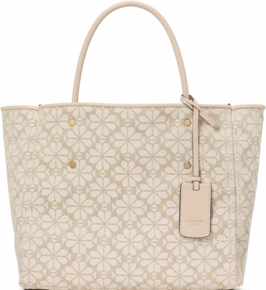 Kate Spade New York Medium Tote Bag with Floral Jacquard Design in Natural Multi Color