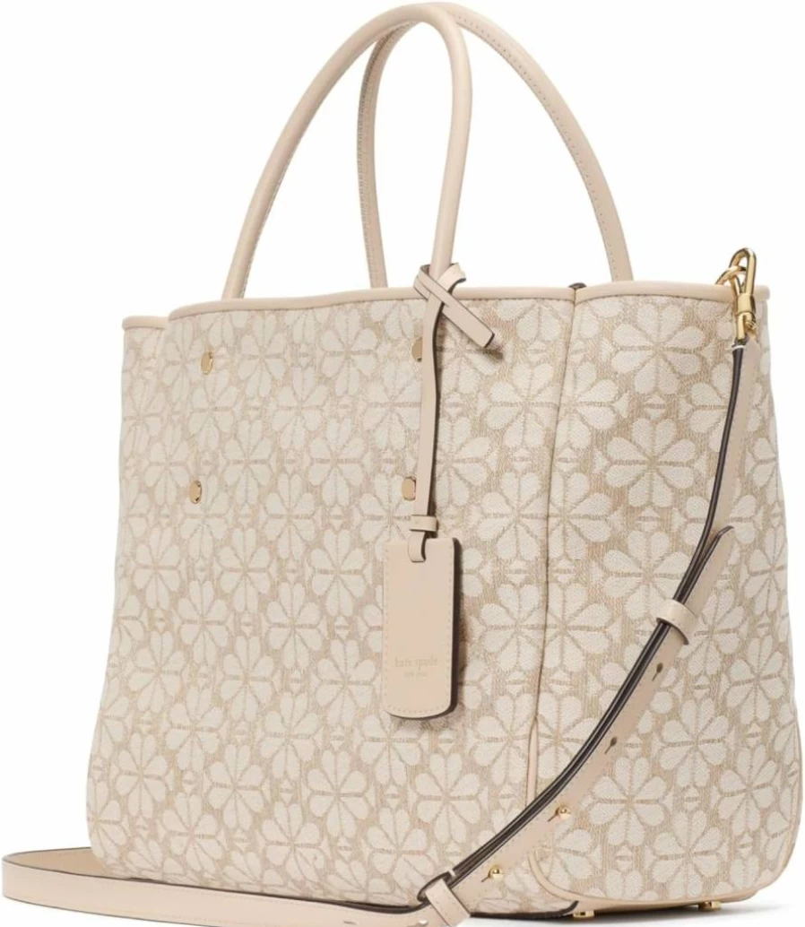 Kate Spade New York Medium Tote Bag with Floral Jacquard Design in Natural Multi Color