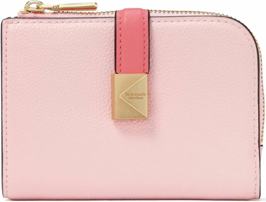 Kate Spade New York Women's Small Leather Wallet - Colorblocked Pebbled Deco Compact Wallet for Women