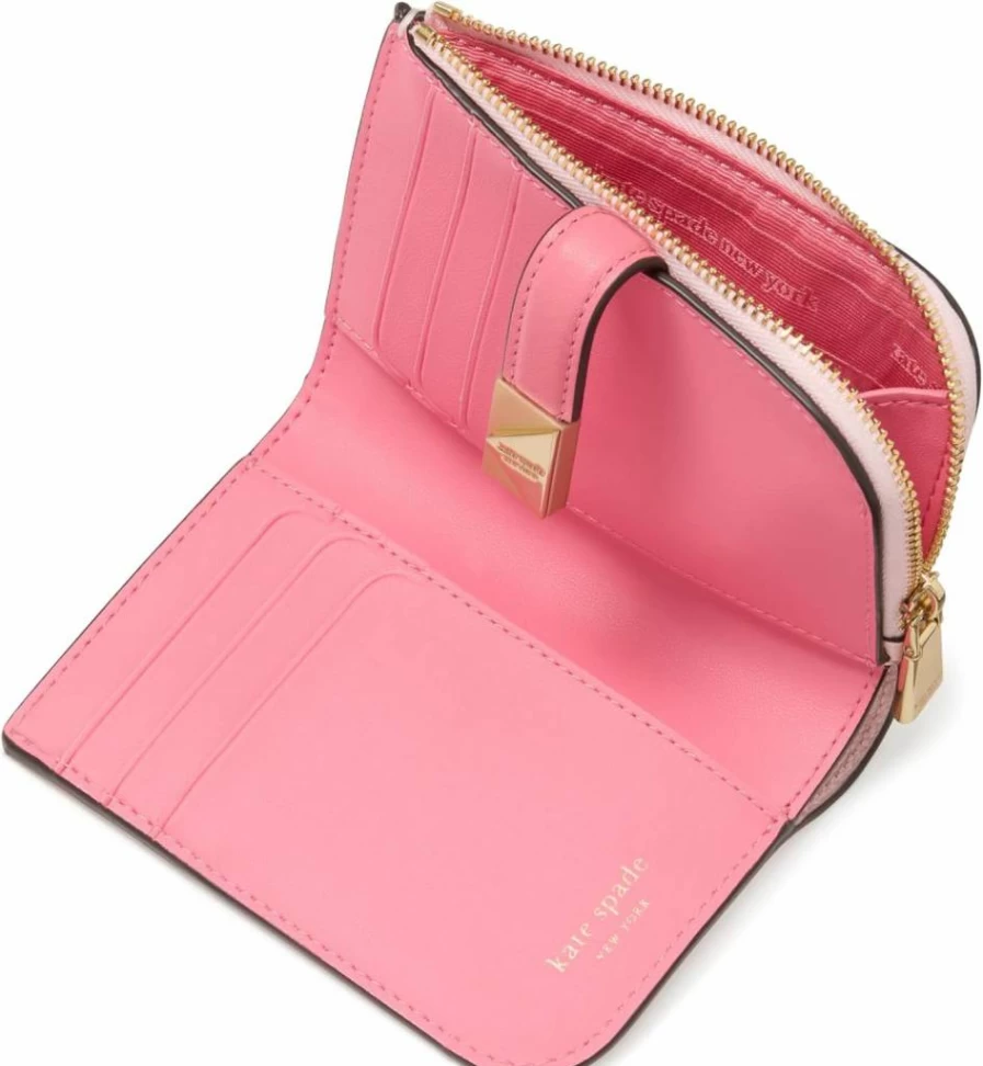 Kate Spade New York Women's Small Leather Wallet - Colorblocked Pebbled Deco Compact Wallet for Women