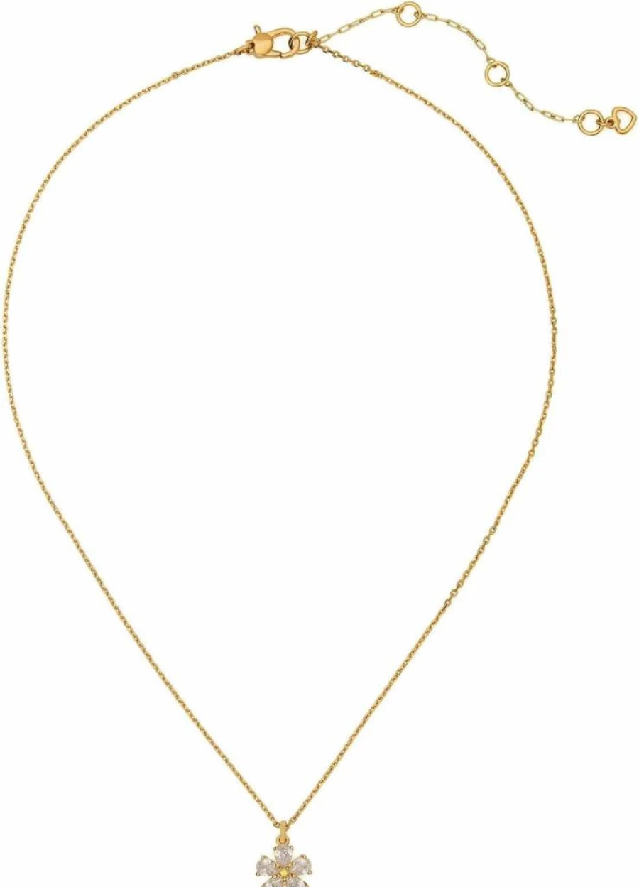 Kate Spade New York Floral Bloom Pendant Necklace - Elegant Gold-Tone Charm Jewelry