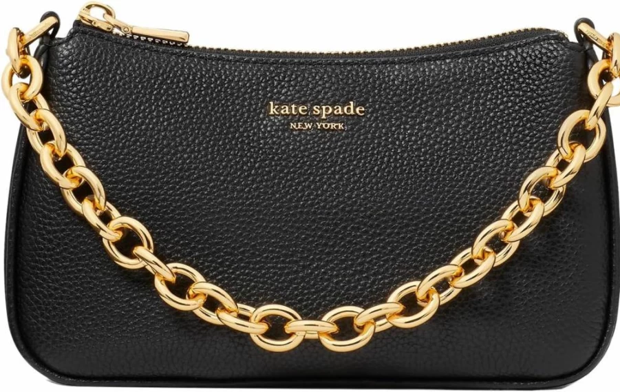 Kate Spade New York Jolie Small Crossbody Bag in Black Pebbled Leather, Convertible Shoulder Purse for Women