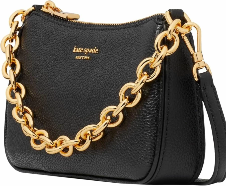 Kate Spade New York Jolie Small Crossbody Bag in Black Pebbled Leather, Convertible Shoulder Purse for Women