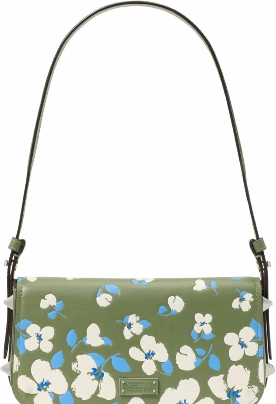 Kate Spade New York Liv Small Leather Shoulder Bag - East West Cedar Stand Multi, Painterly Bouquet Embossed Design