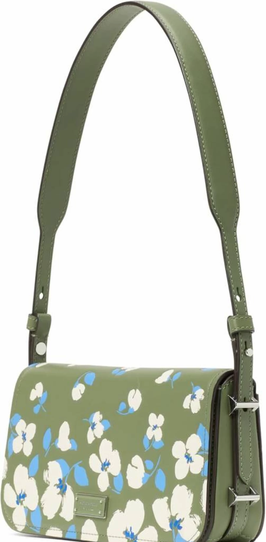 Kate Spade New York Liv Small Leather Shoulder Bag - East West Cedar Stand Multi, Painterly Bouquet Embossed Design