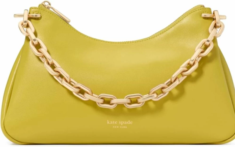 Kate Spade New York Grace Leather Crossbody Bag with Chain Strap, Fine Grain Leather Shoulder Purse for Women