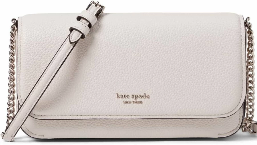 Kate Spade New York Ava Women's Pebbled Leather Crossbody Chain Wallet with Flap