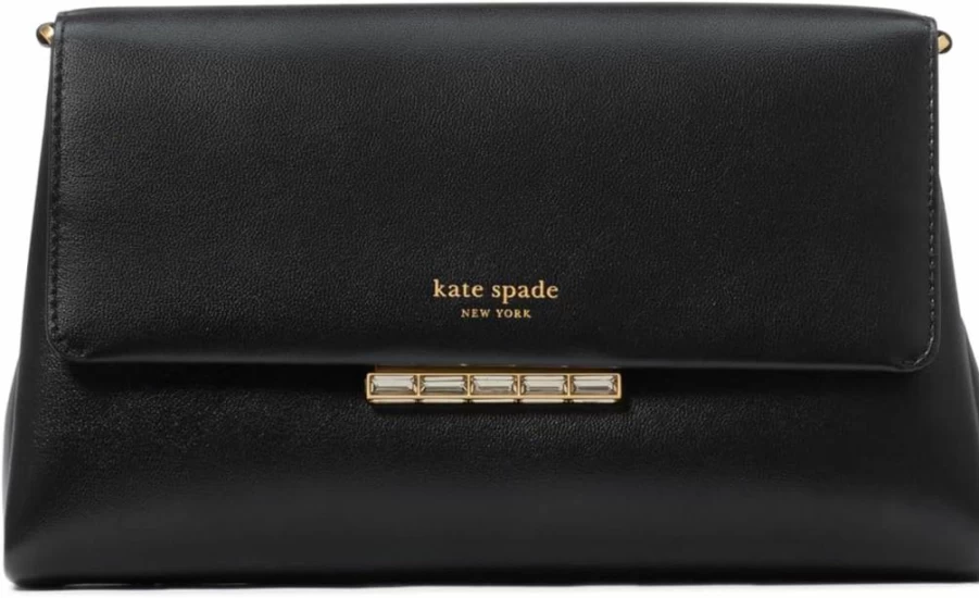 Kate Spade New York Grace Embellished Leather Clutch with Lock Detail