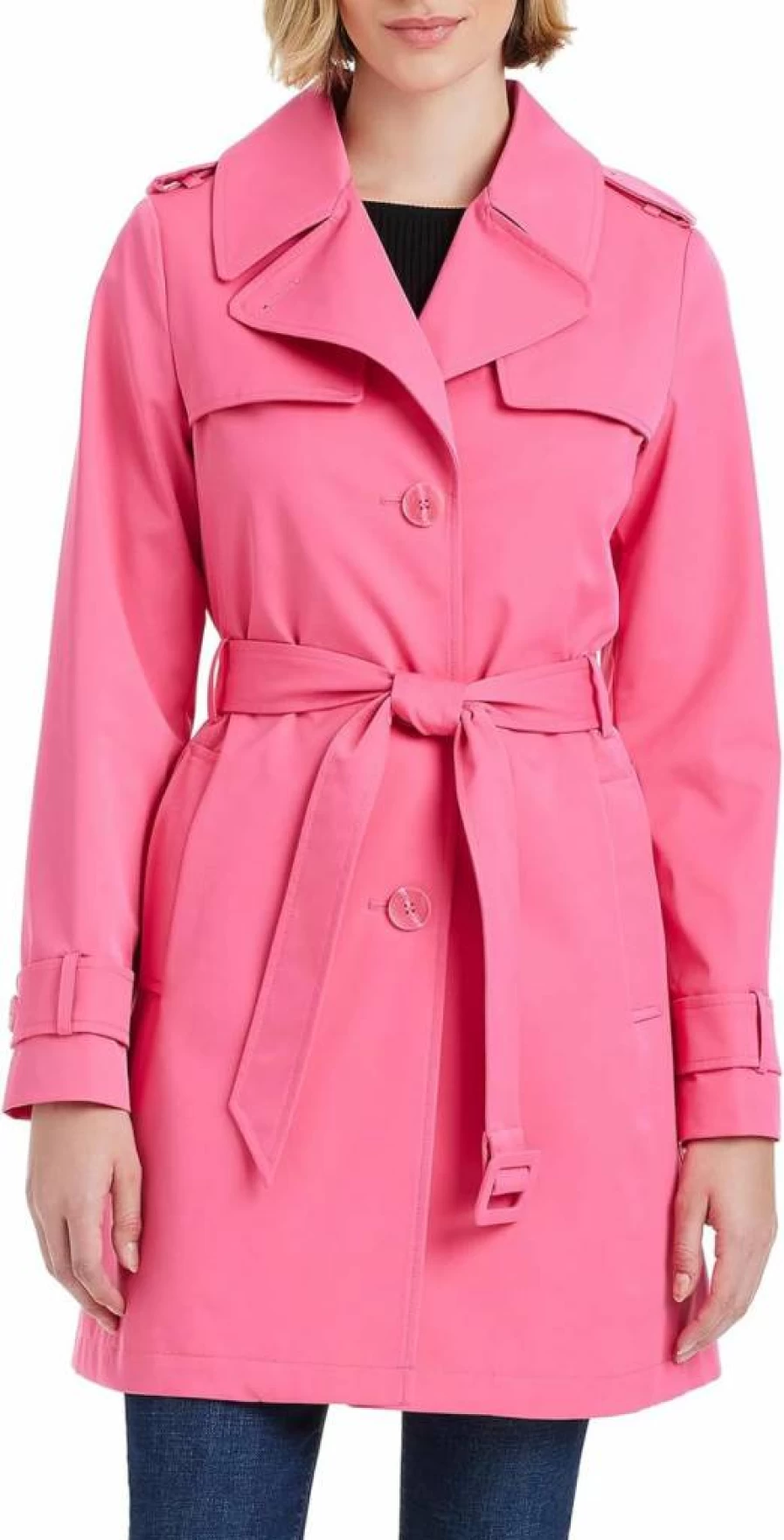 Kate Spade New York Women's Pleated Back Trench Coat - Classic Waterproof Outerwear for Women