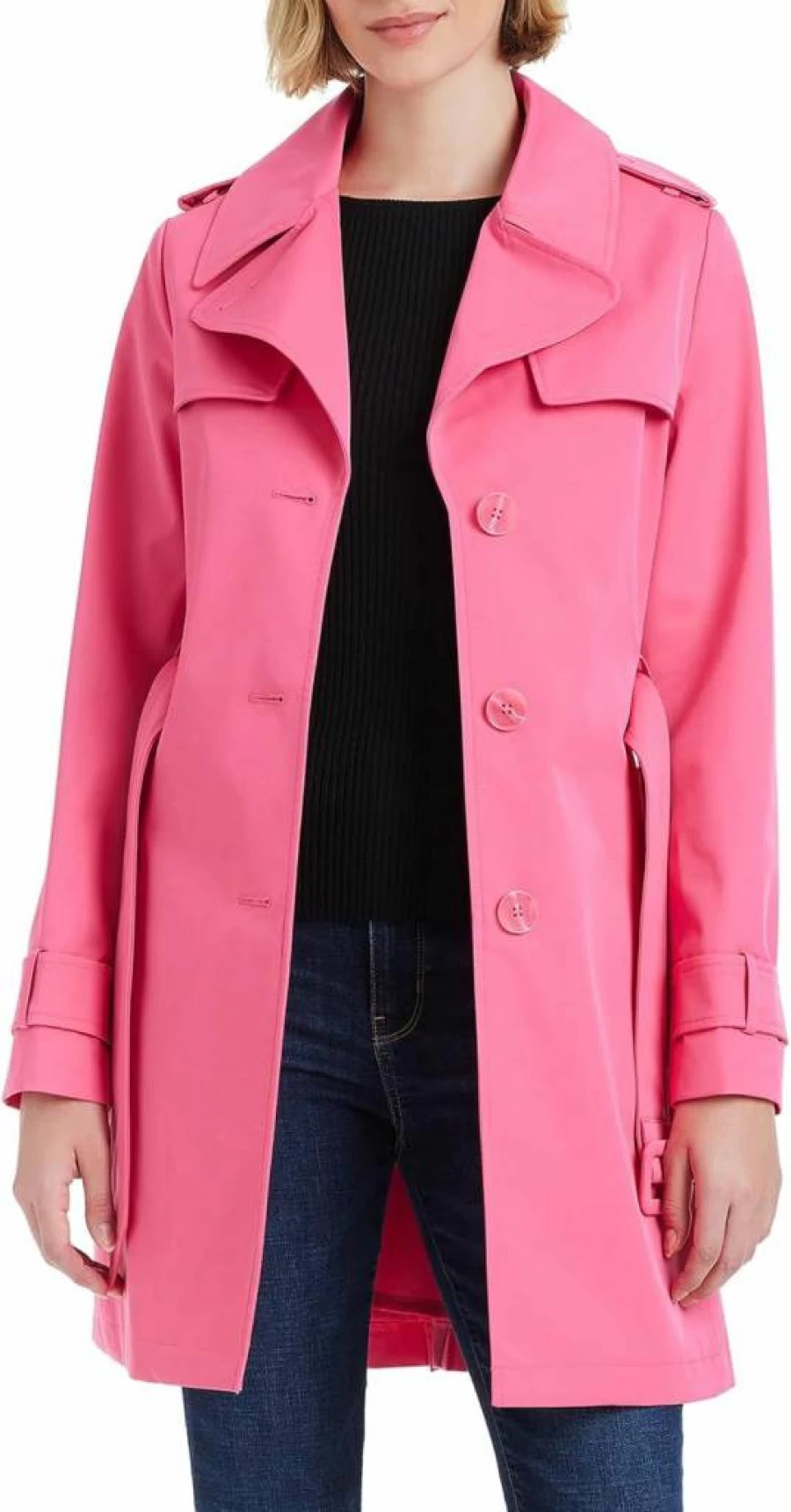 Kate Spade New York Women's Pleated Back Trench Coat - Classic Waterproof Outerwear for Women