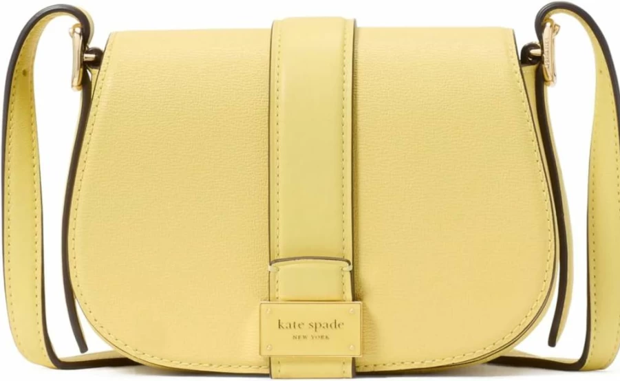 Kate Spade New York Nouveau Mini Saddle Bag in Textured Leather, Yuzu Jam Color