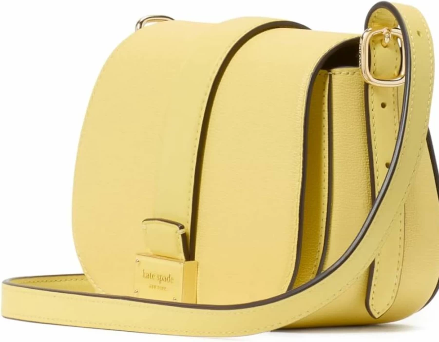 Kate Spade New York Nouveau Mini Saddle Bag in Textured Leather, Yuzu Jam Color
