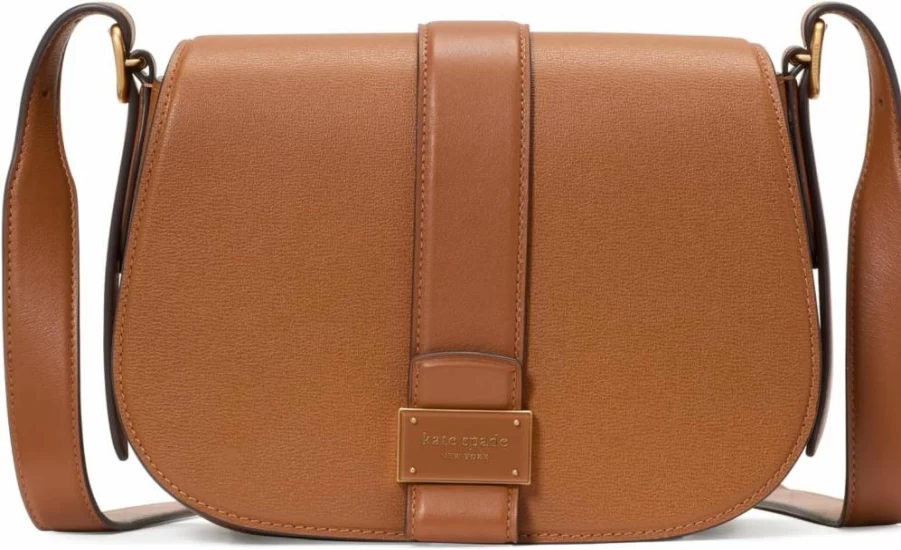 Kate Spade New York Medium Nouveau Leather Saddle Bag in Cavern Clay - Textured Crossbody Handbag for Women