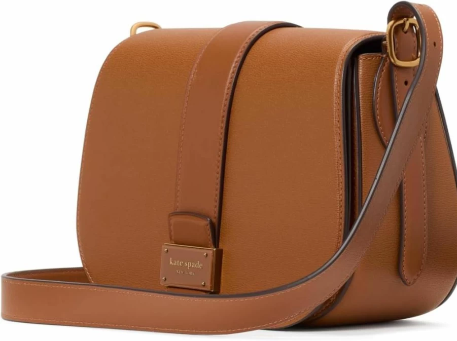 Kate Spade New York Medium Nouveau Leather Saddle Bag in Cavern Clay - Textured Crossbody Handbag for Women