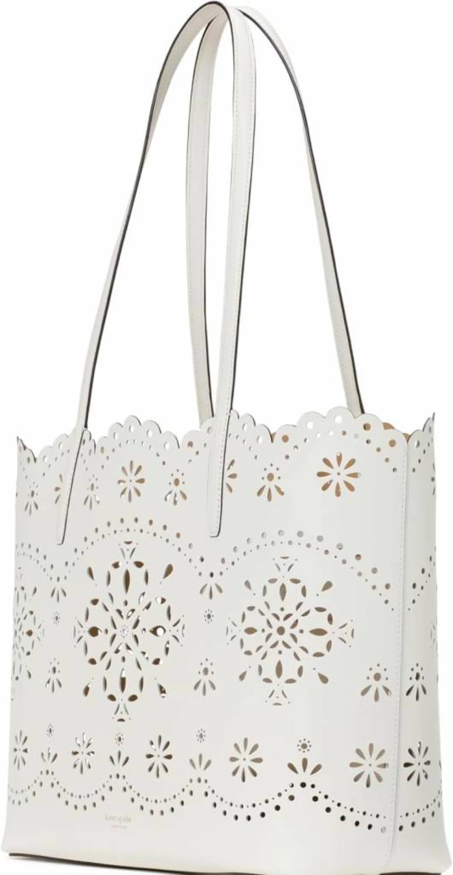 Kate Spade New York Large Leather Tote Bag - Do It All Spade Flower Perforated Design, Fine Grain Leather, Stylish Women's Handbag