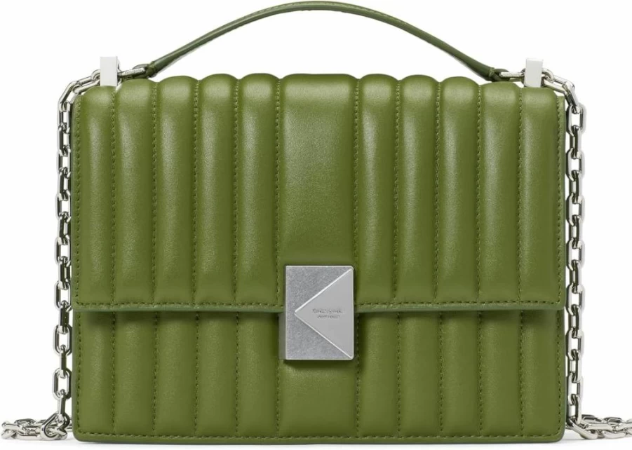 Kate Spade New York Deco Quilted Leather Crossbody Bag with Chain Strap, Jungle Vine Pattern