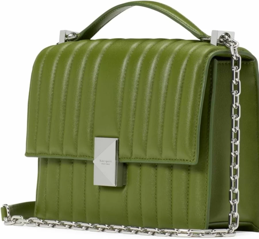 Kate Spade New York Deco Quilted Leather Crossbody Bag with Chain Strap, Jungle Vine Pattern