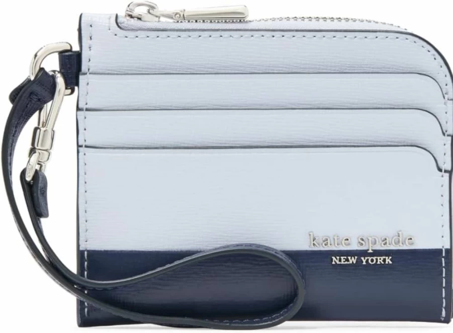 Kate Spade New York Devin Leather Wristlet Card Holder in Pale Sapphirine Multi Color