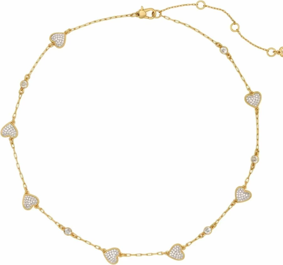 Kate Spade New York Heart Pave Necklace - Sterling Silver Sparkling Scatter Pendant