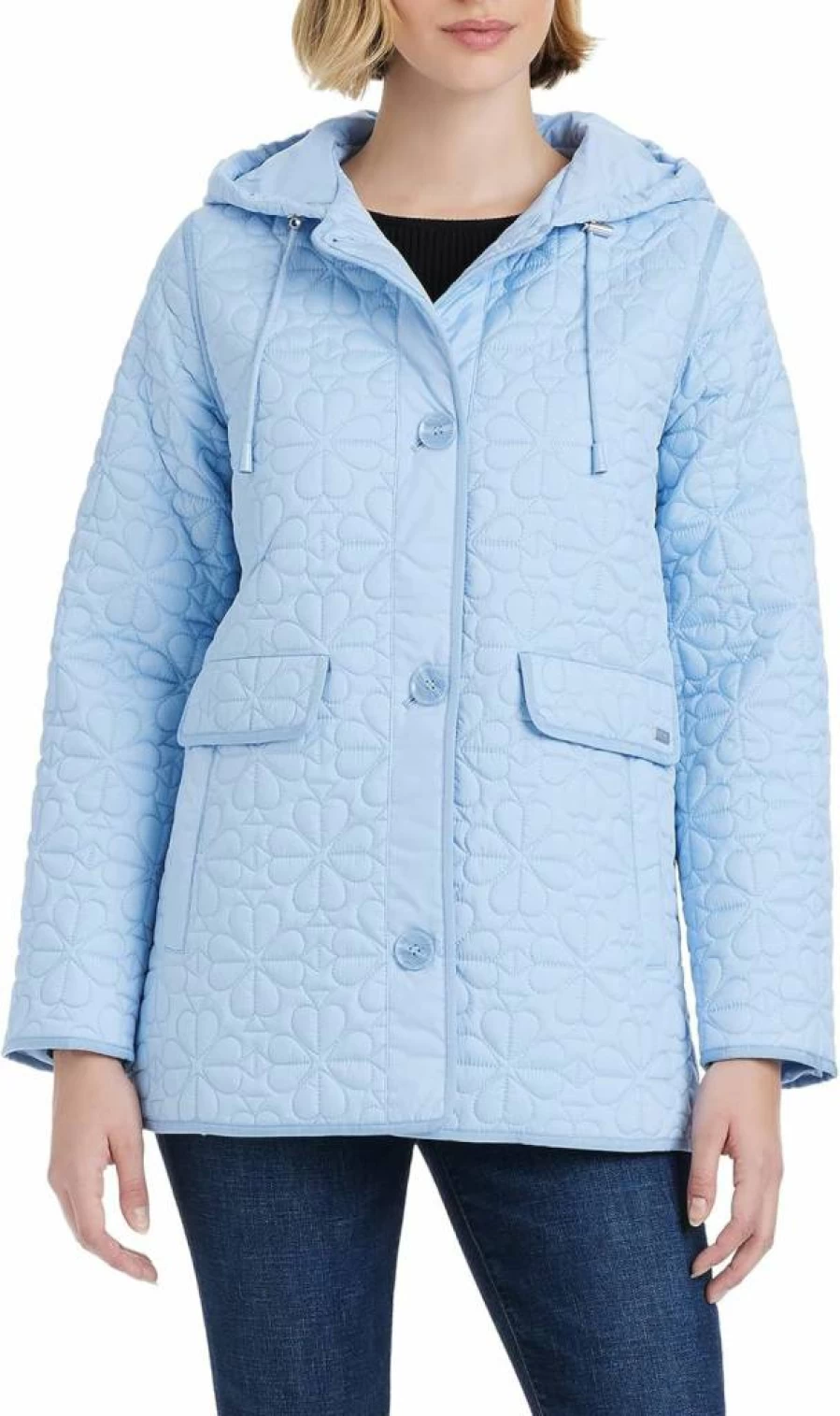 Kate Spade New York Women's Quilted Hooded Jacket - Lightweight A-Line Coat for Style & Comfort