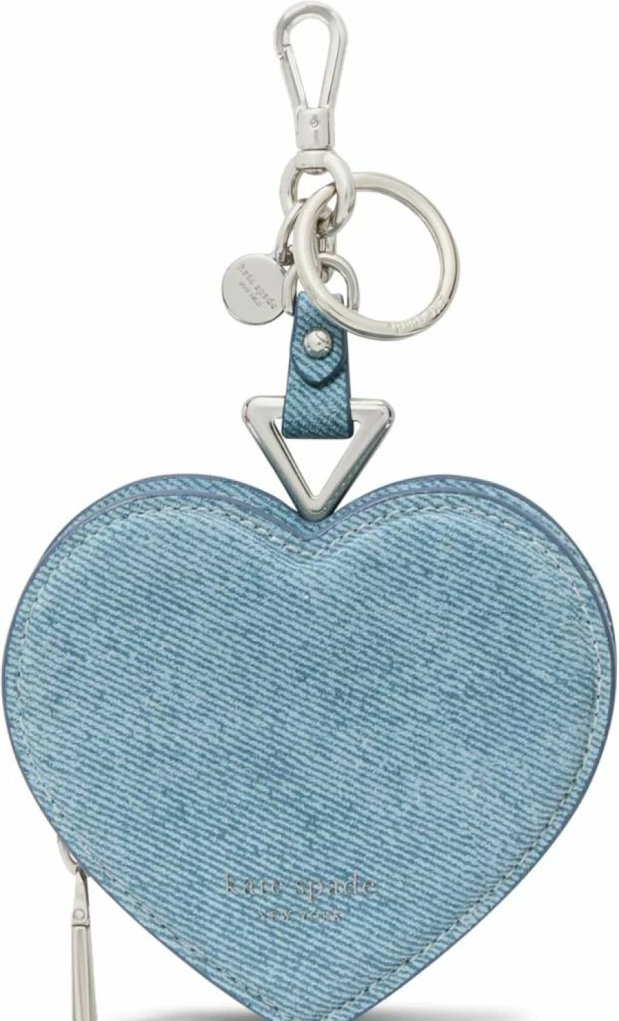 Kate Spade New York Blue Denim & Suede Heart-Shaped Coin Purse - Stylish Multi-Color Wallet