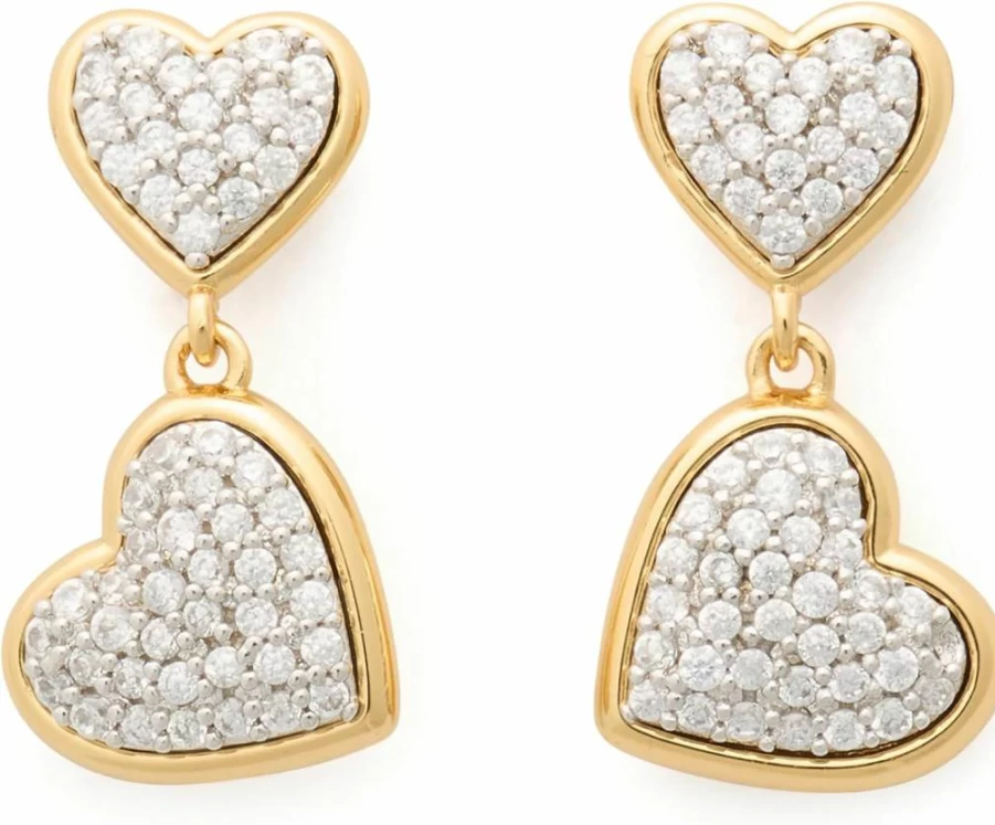 Kate Spade New York Heart Stud Earrings with Pave Rhinestones - Sterling Silver Rose Gold Plated