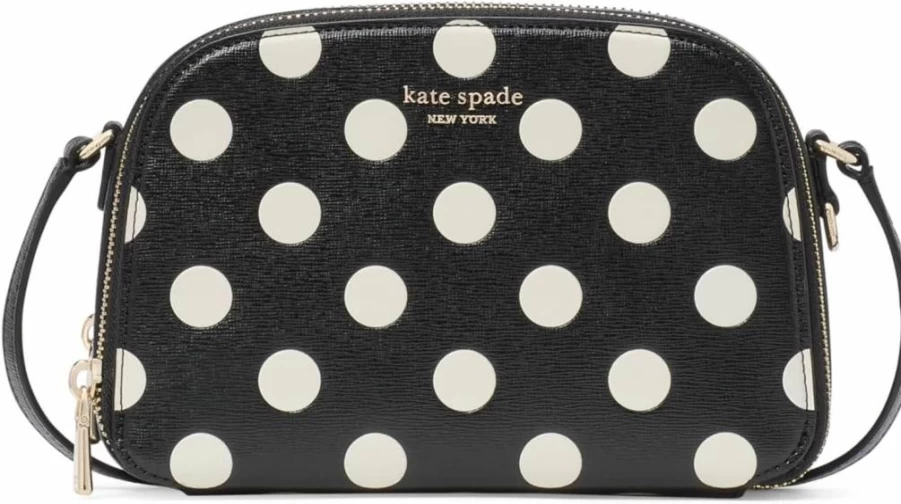 Kate Spade New York Devin Leather Crossbody Bag - Saffiano Double Zip Dome Handbag for Women
