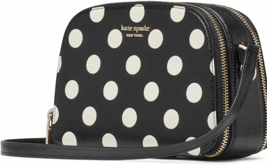 Kate Spade New York Devin Leather Crossbody Bag - Saffiano Double Zip Dome Handbag for Women