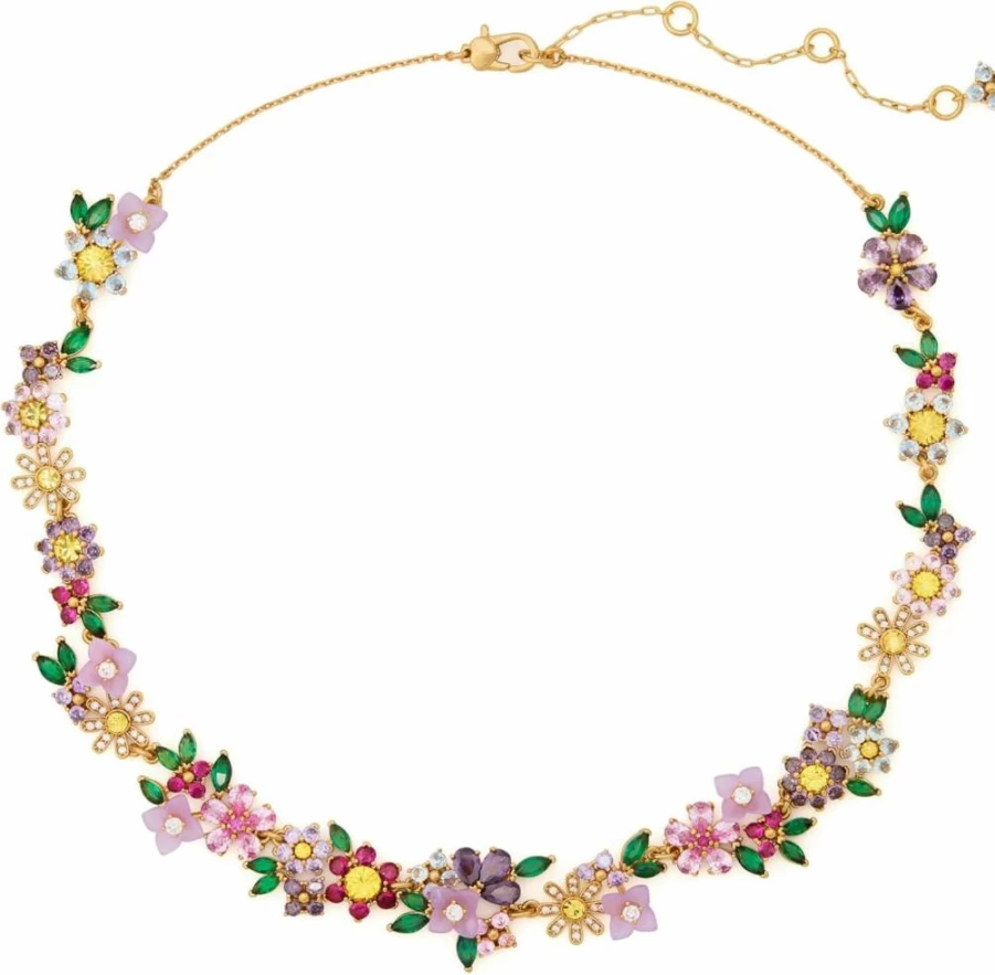 Kate Spade New York Floral Bloom Pendant Necklace - Elegant Gold-Tone Statement Jewelry