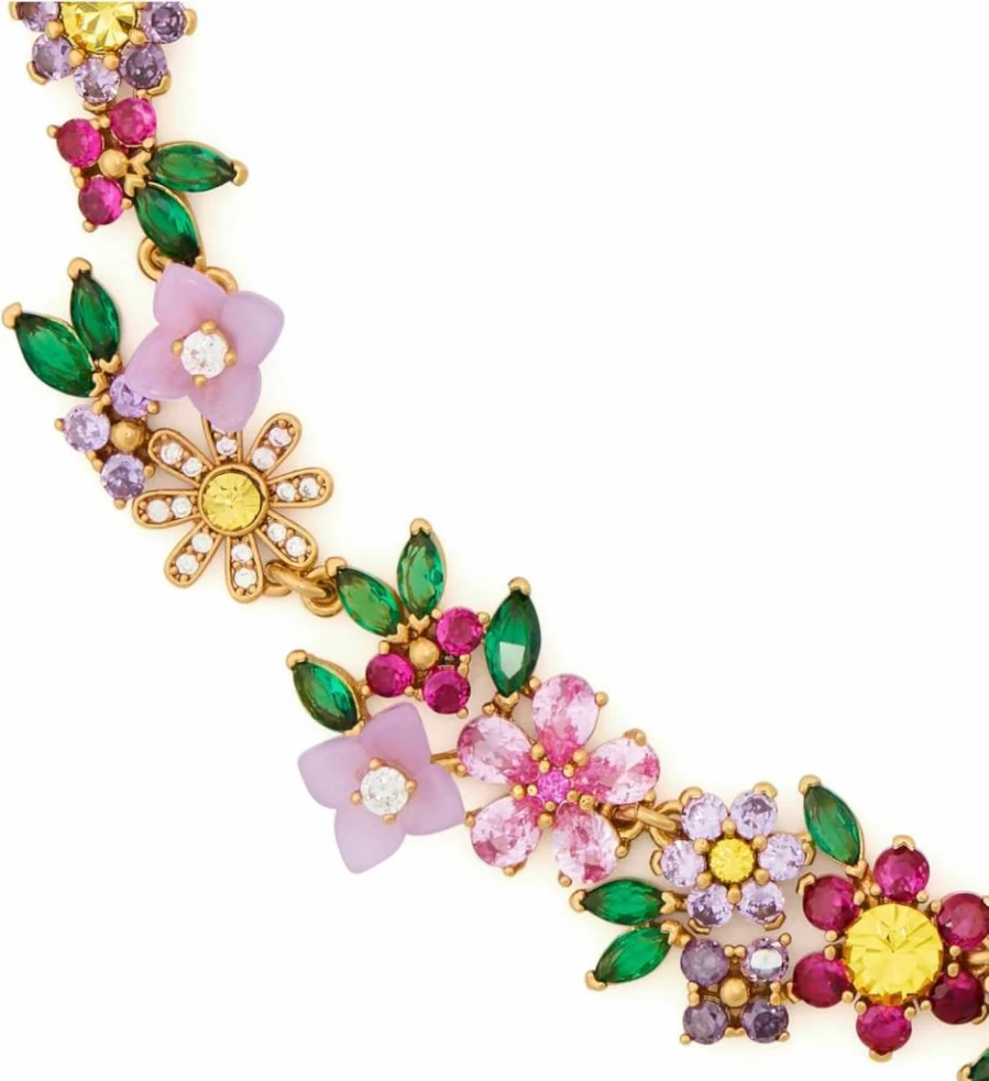 Kate Spade New York Floral Bloom Pendant Necklace - Elegant Gold-Tone Statement Jewelry