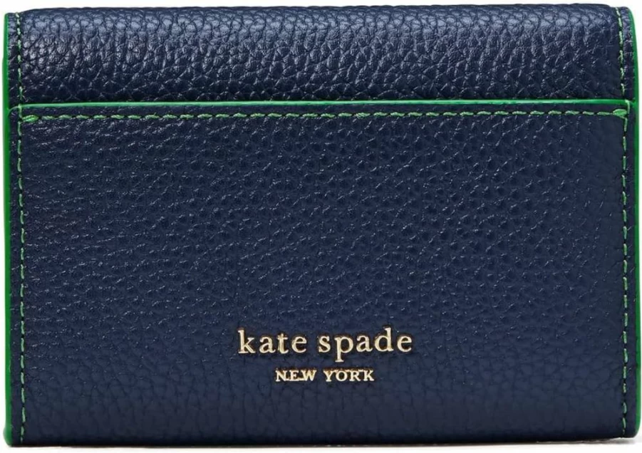 Kate Spade New York Floral Applique Leather Card Holder Wallet in Parisian Navy Multi Color