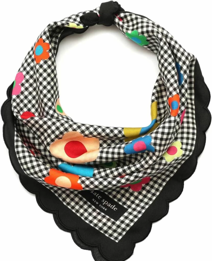 Kate Spade New York Women's Lightweight Gingham Bandana Scarf - Stylish Floral Fashion Accessory for Women