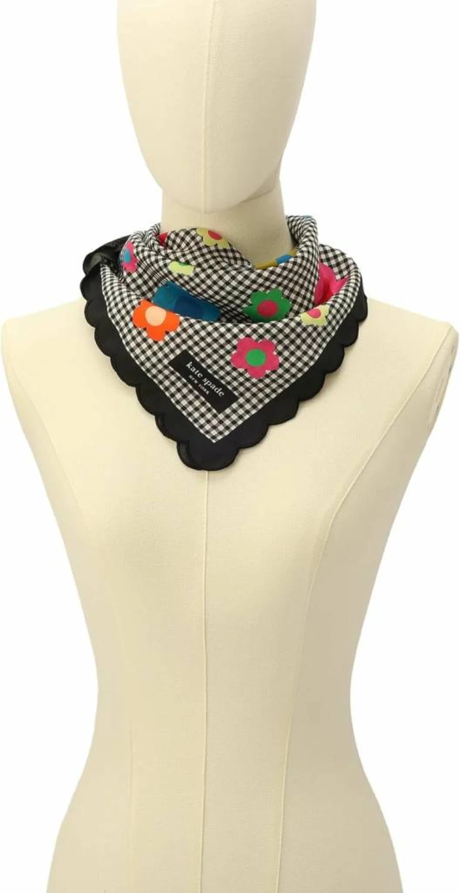 Kate Spade New York Women's Lightweight Gingham Bandana Scarf - Stylish Floral Fashion Accessory for Women