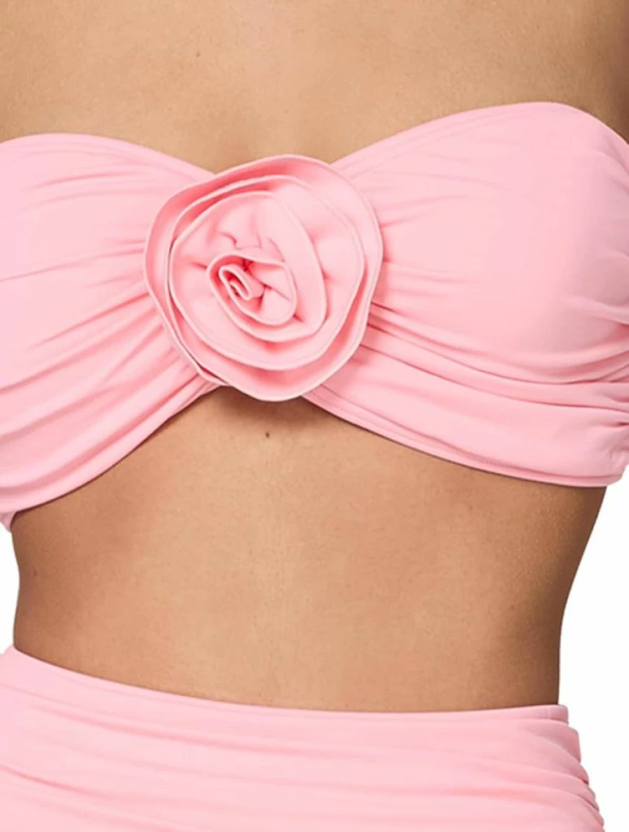 Kate Spade New York Women's Solid Rosette Bandeau Bra Top - Comfortable & Stylish Bandeau for Women