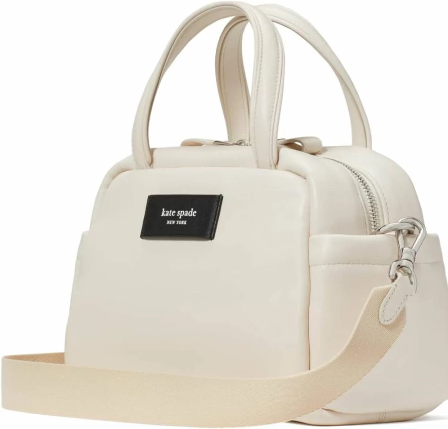 Kate Spade New York Women's Puffed Leather Satchel Handbag - Smooth Leather Crossbody Bag for Women