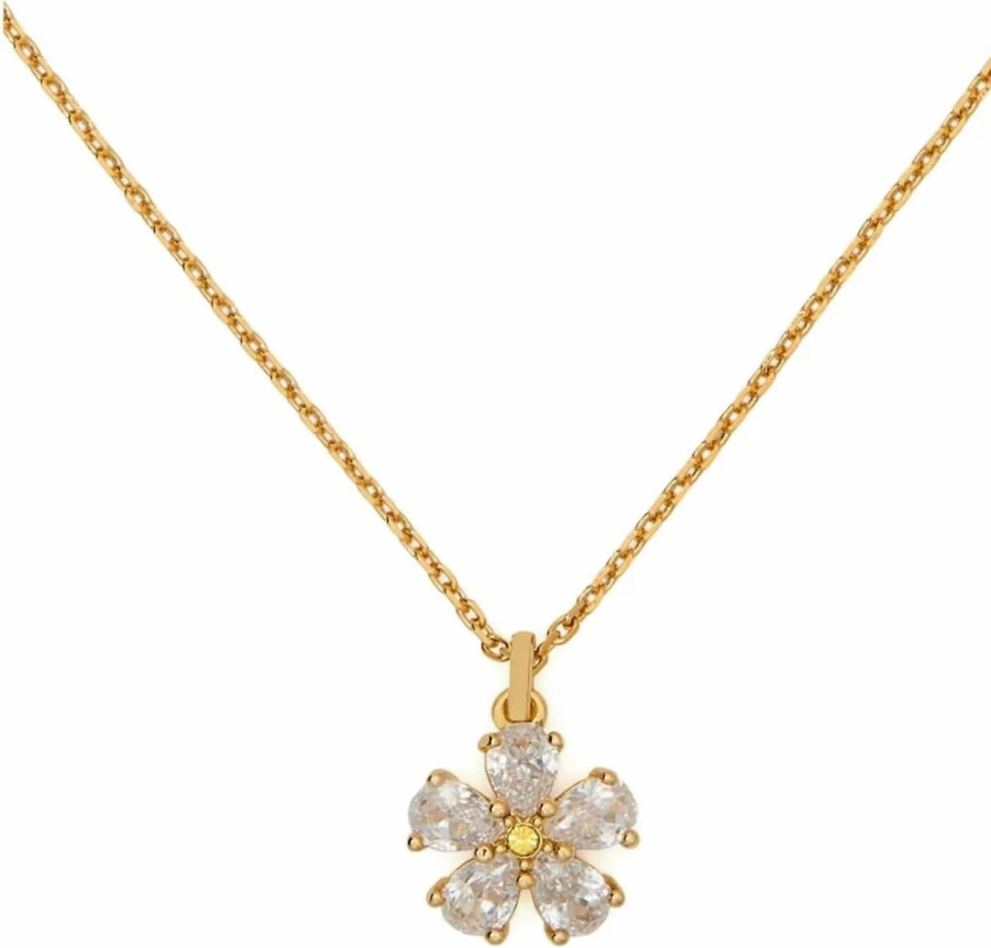 Kate Spade New York Floral Bloom Pendant Necklace - Elegant Gold-Tone Charm Jewelry