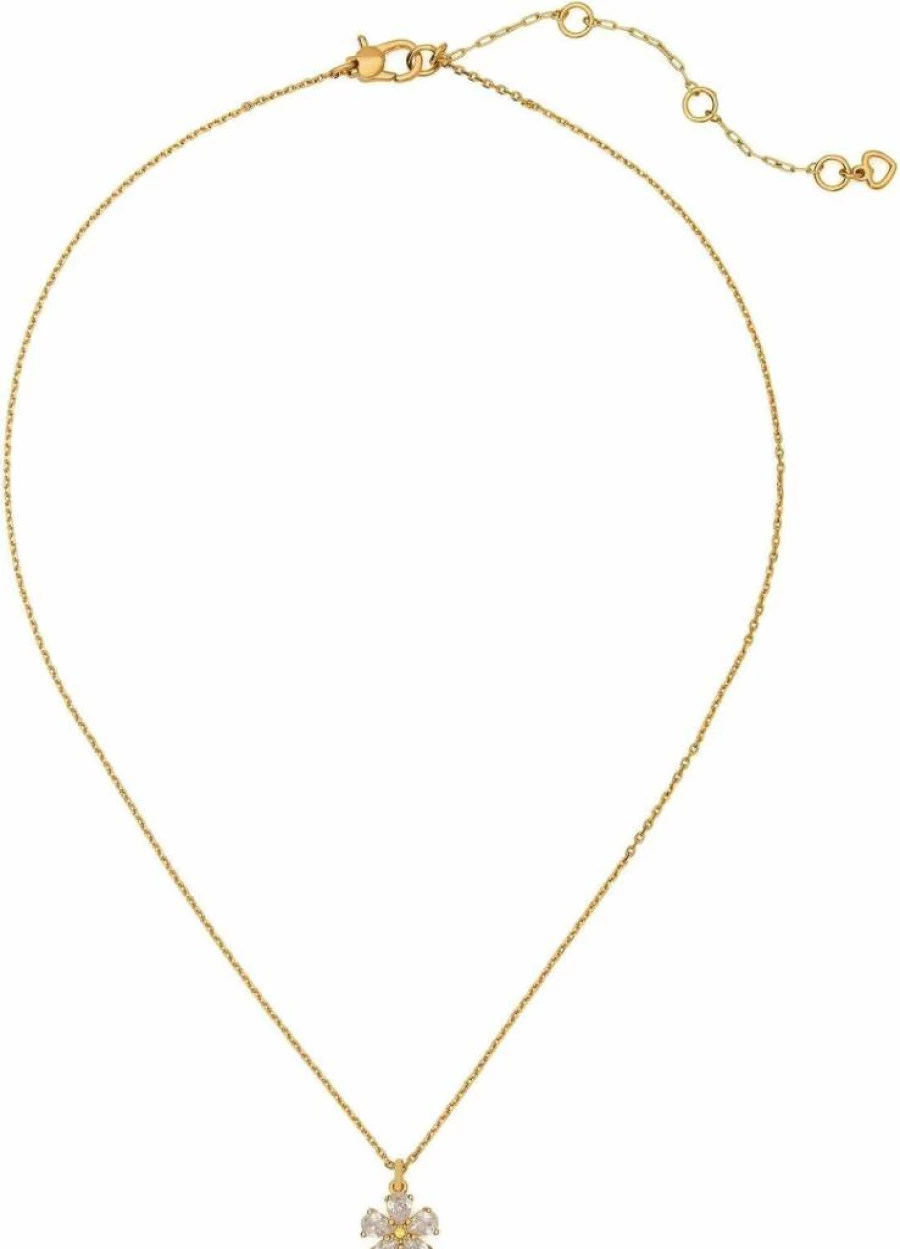 Kate Spade New York Floral Bloom Pendant Necklace - Elegant Gold-Tone Charm Jewelry