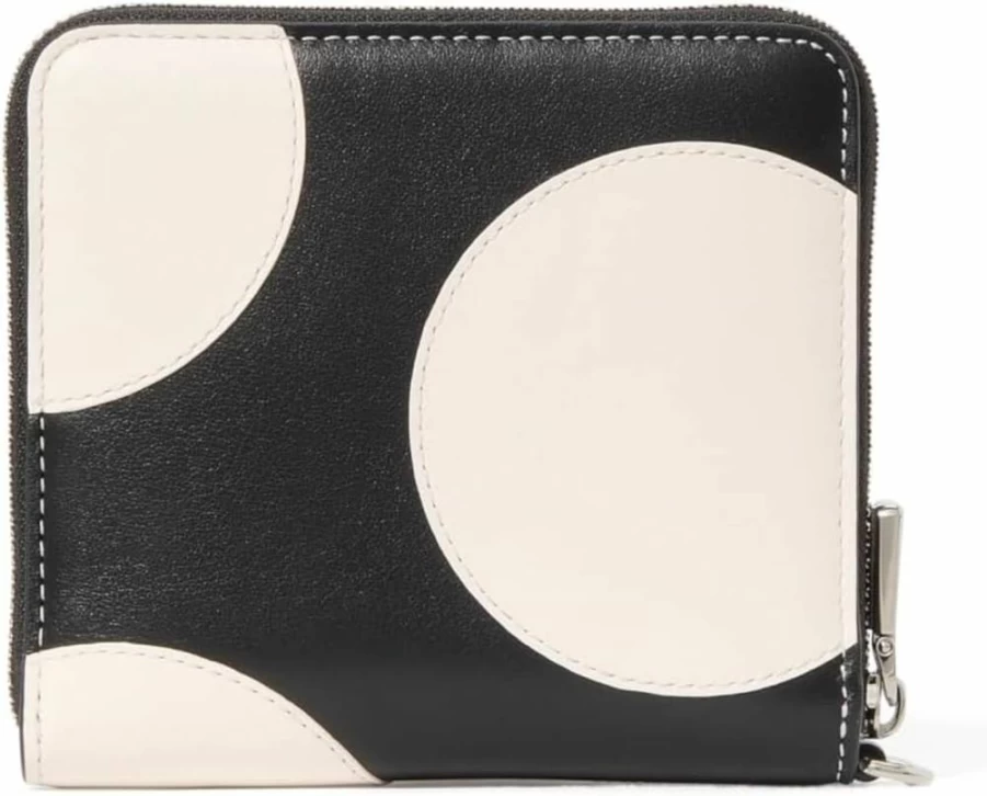 Kate Spade New York Black Multi Dot Applique Leather Wristlet - Compact Webbed Wristlet Crossbody Bag
