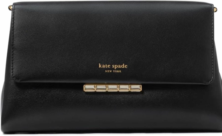 Kate Spade New York Grace Embellished Leather Clutch with Lock Detail