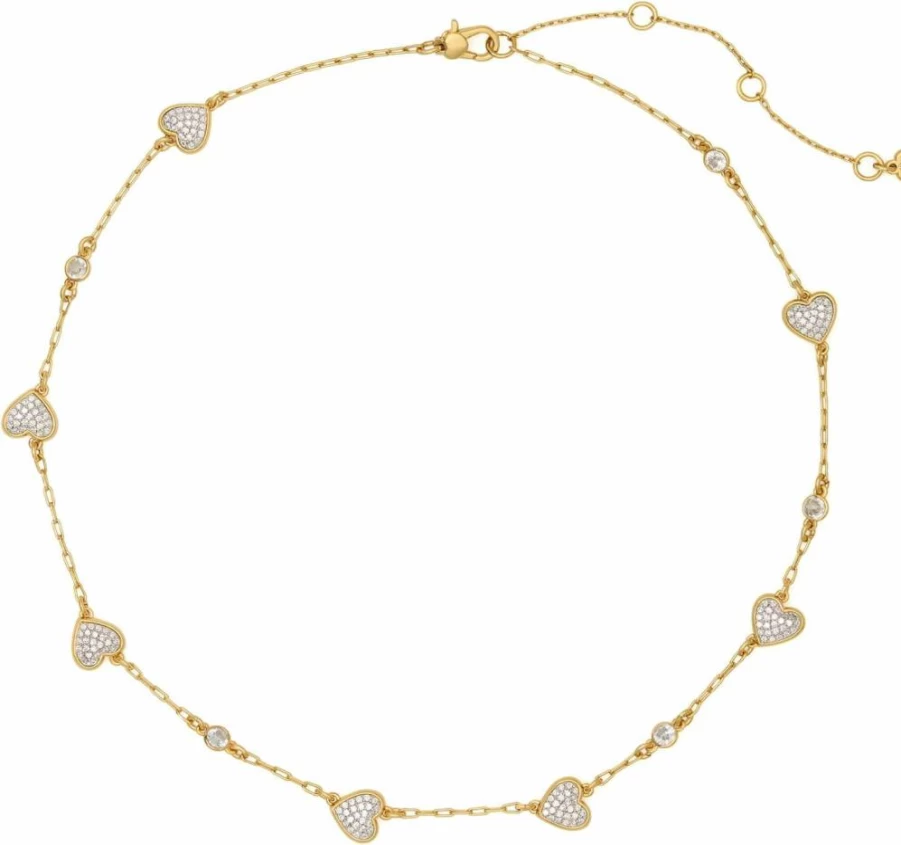 Kate Spade New York Heart Pave Necklace with Scatter Detail - Sterling Silver Dainty Pendant