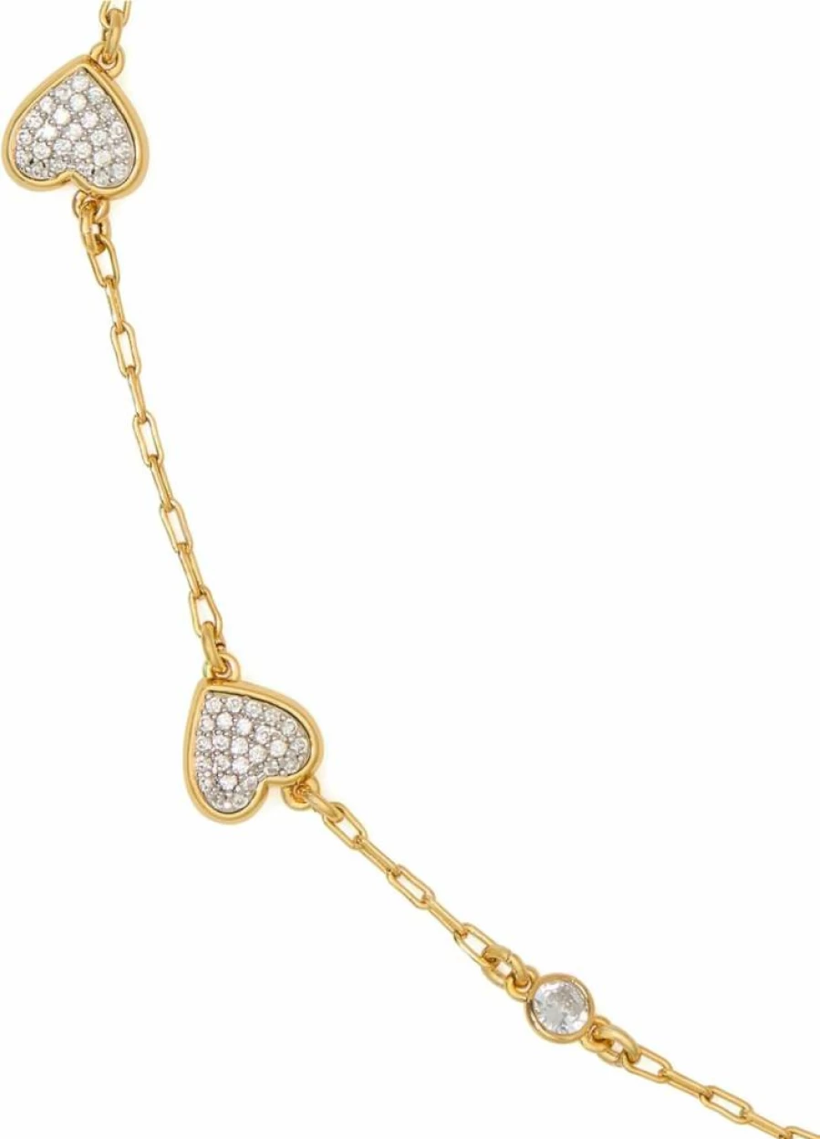 Kate Spade New York Heart Pave Necklace with Scatter Detail - Sterling Silver Dainty Pendant